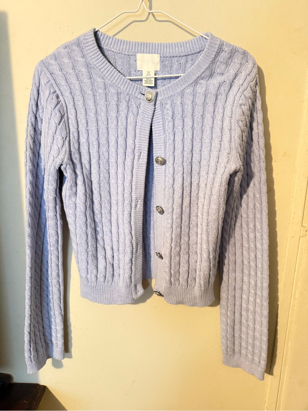 H&M Pastel Periwinkle Cable-Knit Button Cardigan